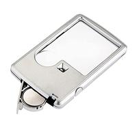 Meichoon Lente d'ingrandimento 3X 6X Mini Carte Stile Lente d'ingrandimento Illuminata con Luce LED Portatile Quadrata con Custodia in Pelle Mappa Francobolli Portamonete UC49