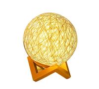 Meichoon Luce notturna per camera da letto Palla di rattan Lampada da tavolo USB Plug-in Luminosità regolabile Luce gialla calda con Stand Lampada decorativa LE16