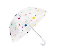 Meichoon Ombrello per bambini Manico trasparente Dritto manuale push-pull apertura colorato a pois modello ad arco cupola antivento e infrangibile compresa tra 3-8 anni bianco