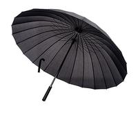 Meichoon - Ombrello per la pioggia alla moda, grande dimensione, 24 nervature, manico lungo dritto, anti-UV, antivento, bastone ombrello, Nero , large, Classico