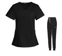 Meichoon Scrubs per Donne Set Abbigliamento Medico Dolce Top con Scollo a V e 3 Tasche Stretch Yoga Jogger Pants Sudore Wicking Leggero DK08