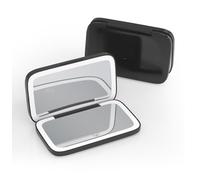 Meichoon Specchio pieghevole per il trucco con lente d'ingrandimento 5X, mini specchio quadrato da trucco con ricarica USB, portatile, a doppia faccia, compatto, tascabile, UK21, nero