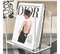 Meicloud Porta Riviste in Acrilico Trasparente, Porta Giornali con Maniglie, Cestino Moderno per Riviste per Bagno, Camera da Letto, Soggiorno e Ufficio