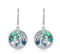 MEIDERBO Orecchini a forma di elefante, in argento Sterling 925, due elefanti, conchiglia di abalone, orecchini pendenti, regali per donne, madri, adatti per donne, donne, mamme, adatti per donne