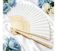MEIEG 10-100 Pezzi, Ventagli da Matrimonio Personalizzati, Ventaglio Pieghevole in Legno per Addio al Nubilato, Bomboniera Personalizzata per Damigella d'Onore dello Sposo