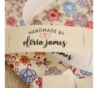 MEIEG 20-100 Pezzi Etichette Personalizzate In Tessuto Di Cotone, Etichette Da Cucire Fatte A Mano Per Artigianato, Abbigliamento E Accessori, Tags Regalo Fai Da Te(Style B)