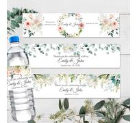 MEIEG Etichette personalizzate per bottiglie d'acqua per matrimoni con nome/data - Grazie per aver festeggiato con noi - Adesivi personalizzati per bottiglie per decorazioni di feste di compleanno(30p