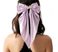 MEIEG Fermaglio per Capelli Con Fiocco Personalizzato Con Nome Inciso Fermagli per Capelli Francesi Con Fiocco Grande E Nastro Lungo Fermagli perCapelli Morbidi In Raso E Seta per Matrimonio(Purple)