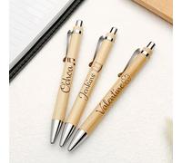 MEIEG Penna A Sfera In Bambù Personalizzata, Regalo Per Il Ritorno A Scuola, Penna A Sfera Con Incisione Personalizzata Per Affari, Pensionamento, Anniversario, Festa Di Matrimonio(50pcs)