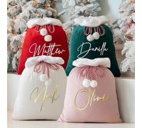 MEIEG Sacco Regalo Di Babbo Natale In Velluto Personalizzato, Sacchetti For Bomboniere Natalizie Personalizzati Con Nome, Sacchetti Regalo Natalizi Di Grande Capacità, Decorazioni For Festival 50x70cm