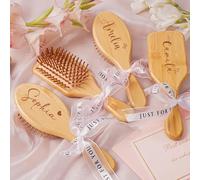MEIEG Spazzola Per Capelli Personalizzata Con Nome, Pettine In Legno Con Testo E Icona Incisi, Spazzola Per Massaggio Del Cuoio Capelluto, Regalo Personalizzato Per Damigella D'onore, Matrimonio