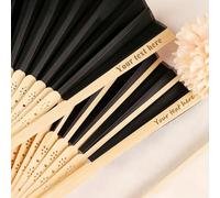 MEIEG Ventagli da Matrimonio Personalizzati con Incisione da 10/20/30/50/100 Pezzi, Ventagli Pieghevoli in Legno Personalizzata per Damigelle d'Onore, Ospiti, Bomboniere(Black)