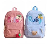 MEIEG Zaino In Velluto A Coste Personalizzato, Borsa A Tracolla Doppia Personalizzata Con Nome, Borsa Per Il Ritorno A Scuola In Corda Di Cotone Intrecciata Con Nome, Regalo Per Bambini