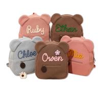 MEIEG Zaino Mini Peloso Personalizzato Per Bambini, Borsa Per Libri Carina E Personalizzata Con Nome, Zaino Regolabile, Backpack Di Peluche Per Bambini Per Scuola/viaggi/uso Quotidiano
