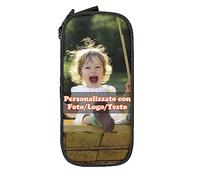 MEIERLE Astuccio per matite personalizzato, astuccio per matite personalizzato con foto/testo/nome, astuccio per matite grande nero personalizzato, regalo per adolescenti ragazzi ragazze