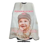 MEIERLE Mantella da barbiere con foto personalizzata, Capo taglio capelli personalizzato con scollo regolabile, mantella da taglio di capelli di design con la tua immagine/logo/testo