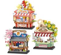MEIEST 3 mini City Shop Street View Building Blocks Model Set, simulazione architettura collezione particelle costruzione costruzione mattoni giocattolo, decorazione domestica