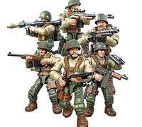 MEIEST 6 mini statuette militari di soldato della seconda guerra mondiale, modellino dell'esercito, giocattoli con più accessori per armi militari, set di bomboniere per bambini (esercito