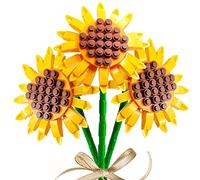 MEIEST Kit per bouquet di fiori da costruzione, collezione botanica creativa di fiori artificiali, mattoncini da costruzione, decorazione per la casa (3 confezioni di girasole)