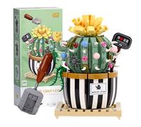 MEIEST Mini Bulbus Cactus Bonsai, set da costruzione, fiori artificiali, bouquet, pianta in mattoni, giocattolo creativo e unico per la casa (cactus-1)