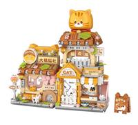 MEIEST Mini City Shop Street View, set di mattoni da costruzione, simulazione di animali, architettura, raccolta di particelle, giocattolo per la casa (cura dei gatti)