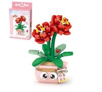 MEIEST Mini fioritura Succulent Bonsai Blocchi,Vaso Pianta Fiore Collezione Botanica BAU Mattone Giocattolo,Home Decor (Amaryllis)