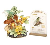 MEIEST Set di blocchi di costruzione di fiori di insetto,Giocattolo colorato di mattoni da costruzione con una carta di divulgazione scientifica,Decorazione creativa per la casa (Cicada)