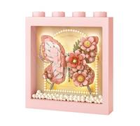 MEIEST Set di mattoncini da costruzione, motivo a farfalla, con cornice squisita, giocattolo da costruzione, decorazione per la casa (rosa)