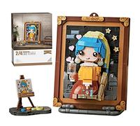MEIEST Set di mini mattoncini da costruzione 3D di fama mondiale per pittura ad olio, simulazione di particelle di pittura stereoscopica, giocattolo per la casa (Ragazza con orecchini di perle)