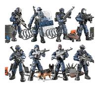 MEIEST SWAT - Set di 8 mini figure di polizia cittadina assemblati, con più accessori per armi militari, set di favore del partito per ragazzi e uomini