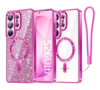 Meifigno Candy Series - Custodia per Samsung Galaxy 6.9", compatibile con MagSafe, con Glitter Card & Wrist Strap, Surround Camera Protection for Galaxy Case, Rosa