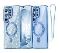 Meifigno Candy Series - Custodia per Samsung Galaxy 6.9", compatibile con MagSafe, con Glitter Card & Wrist Strap, Surround Camera Protection for Galaxy Case, colore: Cielo