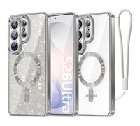 Meifigno Candy Series - Custodia per Samsung Galaxy 6.9", compatibile con MagSafe, con glitter Card & Wrist Strap, Surround Camera Protection for Galaxy Case, colore: Argento