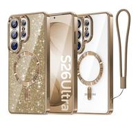 Meifigno Candy Series - Custodia per Samsung Galaxy 6.9", compatibile con MagSafe, con glitter Card & Wrist Strap, Surround Camera Protection for Galaxy Case, Titanio