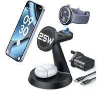 Meifigno Stazione di ricarica wireless 3 in 1 da 25 W per Google Pixel | Non per Pixel Watch 3/2/1, 25 W per Pixel 11 Series e 10 Pro XL, compatibile con MagSafe, supporto di ricarica con adattatore