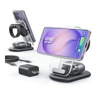 Meifigno Stazione di ricarica wireless pieghevole 3 in 1 per Samsung, supporto magnetico con luce notturna on/off per Galaxy S26/S25/Z Fold 7/Z Flip 7, caricatore per orologio per Galaxy Watch Ultra 8