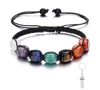 Meifiyu Chakra Armband Echte Steine Chakren Armband Chakra Armbänder 7 Chakra Armband Kristall Natürliche Chakra Steine Yoga Armband Glückbringen Edelstein für Damen Herren