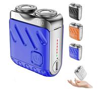 Meigline Mini Sha-ver, 2025 Aggiornamento Meigline Sha-ver, Sha-ver elettrico rotativo portatile a doppio anello, senza fili con display di alimentazione a LED, rasatura one-touch, per casa e viaggio