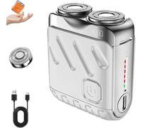 Meigline Mini Shaver, Electric Shavers for Men Face Meigline, Portable Rotary Dual Ring Electric Shaver, Ipx7 Waterproof, Fast-Charging USB Rechargeable, Dual-Head Design(White)