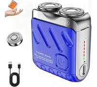 Meigline Mini Shaver, Electric Shavers for Men Face Meigline, Portable Rotary Dual Ring Electric Shaver, Ipx7 Waterproof, Fast-Charging USB Rechargeable, Dual-Head Design(Blue)