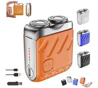 Meigline Mini Shaver,Small Steel Cannon Suspended Magnetic Blade Shaver,Waterproof Portable Dual Ring Suction Electric Razor,Compact Travel Size,USB Fast Charging (Orange)