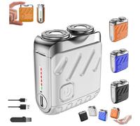 Meigline Mini Shaver,Small Steel Cannon Suspended Magnetic Blade Shaver,Waterproof Portable Dual Ring Suction Electric Razor,Compact Travel Size,USB Fast Charging (White)