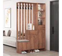 Meihkkud Mensola espositiva for la separazione del soggiorno, divisorio in legno, con appendiabiti e ripiano, decorativo for l'ufficio domestico(A)