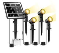 MEIHUA Faretti Solari Esterno 2700K Bianco Caldo IP66 Impermeabile Faretto Solare 5000mAh 3 Luminosità 3 Modalità Luce Solare Lampade Solari da Giardino per Cortile Patio Vialetto Halloween Natale