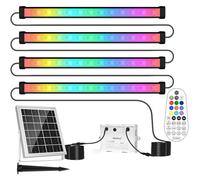 MEIHUA Faretto Solare Esterno RGB 10 Colori 30 Modalità Lampade LED da Giardino Solari Barra LED RGB IP66 Impermeabile 6000 mAh Timer 2 Luminosità Luce Solare per Giardino, Cortile, Feste, DJ