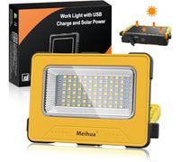 MEIHUA Faro LED Ricaricabile 60W 12000 mAh, Faretto LED Portatile, 4 Modalità, 5 Luminosità, Power Bank, Ricarica USB o Solare, Luce da Lavoro per Cantieri, Campeggio, Emergenza, Pesca
