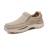 MEIION Canles - Deklan - Scarpe da uomo in tela per il tempo libero, comode e traspiranti, slip-on per l'uso quotidiano, con suola interna ergonomica e supporto per tallone, cachi, 44 EU