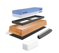 MEIJMJIA- Pietra per Affilare 2-in-1, Affilacoltelli Professionale cote Combinazione - con Stand Silicone Antiscivolo (1000/6000 Grit/Set)