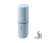 MEIJMJIA - Set di bicchieri d'acqua da viaggio, custodia per spazzolino da denti, porta spazzolini da denti e dentifricio, adatto per campeggio, viaggi, viaggi d'affari (Blu)