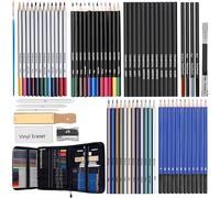 MEIJMJIA YMTECH - Set di 72 Matite per Schizzi e Disegni, Kit Arte Professionale con Grafite, Carbonio, Carta, Temperamatite e Gomma in Astuccio